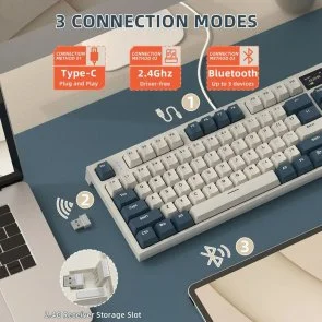 Фото: Клавіатура Attack Shark K86 Blue Whale Switch WL/BT/USB Retro Blue (K86RB_AS) № 4 | KTC