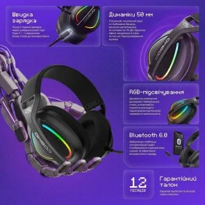 Фото: Гарнітура Proove Gaming Cosmo APP Black/Purple (WHCS00020016) № 12 | KTC