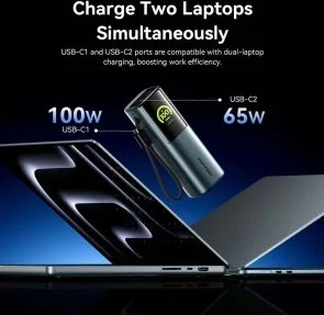 Фото: Батарея універсальна Vention FKFH0 20000mAh 165W Gray Built-in USB-C № 10 | KTC