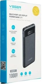 Фото: Батарея універсальна Veger L11 W1087 10000mAh Black (6970453555805) № 4 | KTC