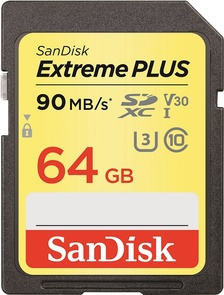 Карта пам'яті  SanDisk V30 Extreme Plus SDXC 64 ГБ (SDSDXWF-064G-GNCIN)