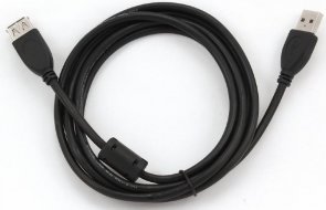 Кабель USB 2.0 (AM/АF) 1.5м, Cablexpert, з феритом, Black