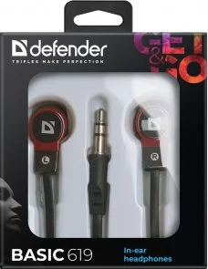 Фото: Навушники Defender Basic 619 Black/Red (63619) № 2 | KTC