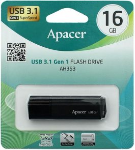 Флешка USB Apacer AH353 16GB Black (AP16GAH353B-1)