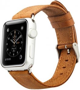 JISON for Apple Watch 45/44/42mm - Leather Loop Band Brown