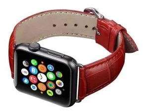 Фото: Ремінець HiC for Apple Watch 45/44/42mm - Crocodail Leather Loop Band Dark Red № 2 | KTC
