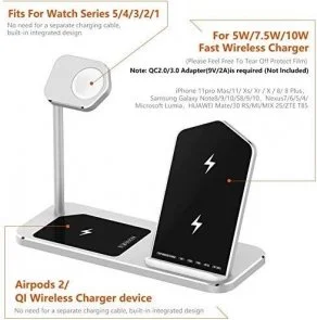 Фото: Бездротова зарядна станція Aoduke Wireless charge iPhone / Apple Watch / AirPods - Silver (Oude-S3n1) № 2 | KTC