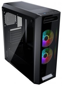 ATX, Cougar MX350 RGB, No PSU, Fan 2x12cm, 1xUSB2.0, 1xUSB3.0, Black, прозоре бокове скло ( Gaming )