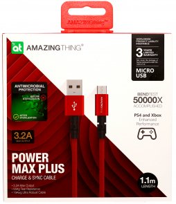 Кабель AMAZINGthing Max Plus 3.2A AM / Micro USB 1.1m Red (MIPMP001MRD)