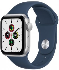 Apple Watch Series SE GPS 40mm Silver Aluminium Case with Abyss Blue Sport Band