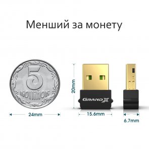 Bluetooth адаптер Grand-X 5.0 Realtek RTL8761B 7 devices aptX Low Energy (BT50G)