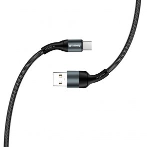 Кабель ColorWay Nylon 2.4A AM / Type-C 1m Black (CW-CBUC045-BK)