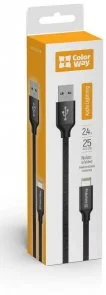 Фото: Кабель ColorWay 2.4A AM / Lightning 0.25m Black (CW-CBUL048-BK) № 5 | KTC
