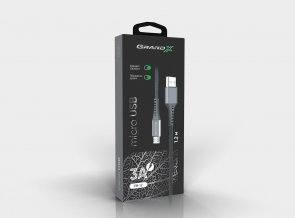 Кабель Grand-X FM-12G 3A AM / Micro USB 1m Grey