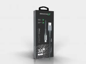 Фото: Кабель Grand-X FM-12G 3A AM / Micro USB 1m Grey № 4 | KTC
