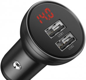Зарядний пристрій Baseus Digital Display Dual 2xUSB 24W 4.8A with Three Primary Colors 3in1 cable 1.2m (TZCCBX-0G)
