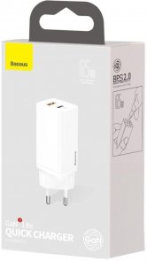  Зарядний пристрій Baseus GaN2 Lite Quick Charger 65W White (CCGAN2L-B02)