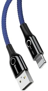 Фото: Кабель Baseus C-Shaped Light Intelligent Power-off 2.4A AM / Lightning 1m Blue (CALCD-03) № 2 | KTC