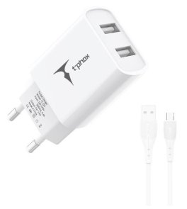 Зарядний пристрій T-PHOX TCC-224 White with MicroUSB cable (TCC-224 (W)+Micro)