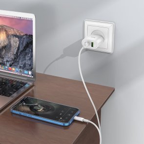 Зарядний пристрій Hoco C95A Lineal White with cable Lightning