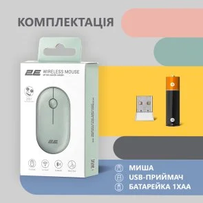 Фото: Миша 2E MF300 Silent Wireless Ashen Green (2E-MF300WGN) № 7 | KTC