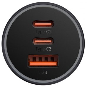 Зарядний пристрій Baseus Golden Contactor Pro Triple Fast Charger 65W Dark Gray (CGJP010013)