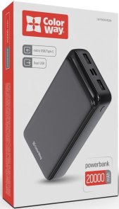 Батарея універсальна ColorWay CW-PB200LPD2BK 20000mAh 10W Black