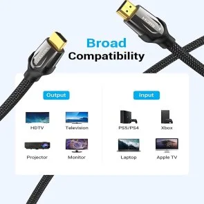 Фото: Кабель Vention Nylon Braided v2.0 HDMI / HDMI 3m Black/Silver (VAA-B05-B300) № 3 | KTC