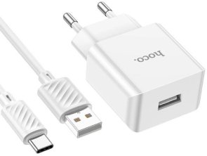 Зарядний пристрій Hoco C106A Leisure White with AM/Type-C (6931474783912)