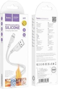  Кабель Hoco X97 Crystal AM / Micro USB 1m Light Gray (6931474799852)