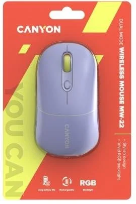 Фото: Миша Canyon MW-22 Dual Band RGB Wireless Mountain Lavender (CNS-CMSW22ML) № 6 | KTC