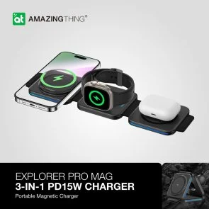 Фото: Бездротова зарядна станція AMAZINGthing Explorer Pro 3in1 MagSafe Black (EP3IN1SET) № 6 | KTC