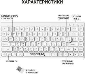 Клавіатура OfficePro SK955W Wireless White