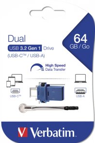 Флешка USB Verbatim Dual Drive 64GB Blue (49967)