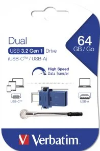 Фото: Флешка USB Verbatim Dual Drive 64GB Blue (49967) № 3 | KTC