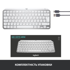 Клавіатура Logitech MX Keys Mini Minimalist US/Ukr Pale Grey (920-010499)