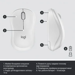 Фото: Комплект клавіатура+миша Logitech MK295 US/UKR Off-White (920-009824) № 4 | KTC