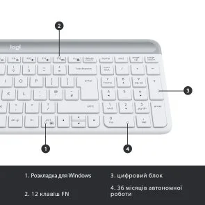 Фото: Комплект клавіатура+миша Logitech MK470 Slim Combo Off-White (920-009205) № 5 | KTC