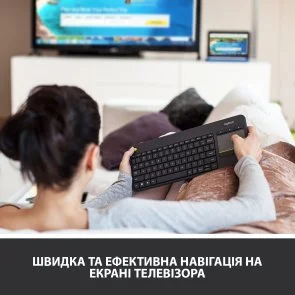 Фото: Клавіатура Logitech K400 Plus Wireless Touch US/Ukr Black (920-007145) № 10 | KTC