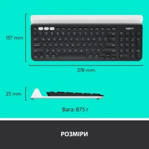 Фото: Клавіатура Logitech K780 Multi-Device Wireless Us/Ukr Dark grey/Speckled White (920-008042) № 7 | KTC