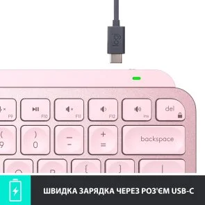 Фото: Клавіатура Logitech MX Keys Mini US/UKR Rose (920-010500) № 9 | KTC