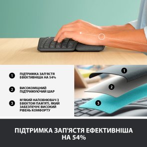 Клавіатура Logitech Ergo K860 Wireless Us/Ukr Graphite (920-010108)