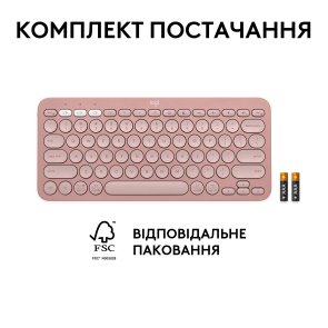 Клавіатура компактна Logitech Pebble Keys 2 K380s US International Tonal Rose (920-011853)