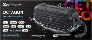 Фото: Портативна колонка Defender Octagon Black (65039) № 7 | KTC