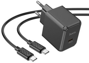 Зарядний пристрій Hoco CS13A PD 20W Black with Type-C/Type-C (6942007603843)