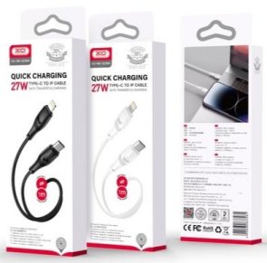 Кабель XO NBQ239A Zeus Series High Elastic 27W Type-C / Lightning 1m White (NBQ239A_White)