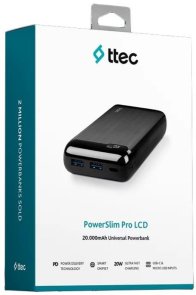 Батарея універсальна Ttec PowerSlim Pro LCD 20000mAh 20W Black (2BB186S)