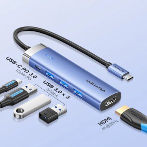 USB-хаб Vention 5in1 100W Blue (TGESB)