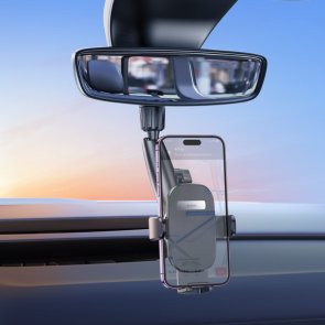 Кріплення для мобільного телефону Hoco H17 Waves Rearview Mirror Black (6942007600521)