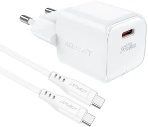 Фото: Зарядний пристрій Acefast A73 GaN 20W White with Type-C/Type-C (6974316282655) № 2 | KTC